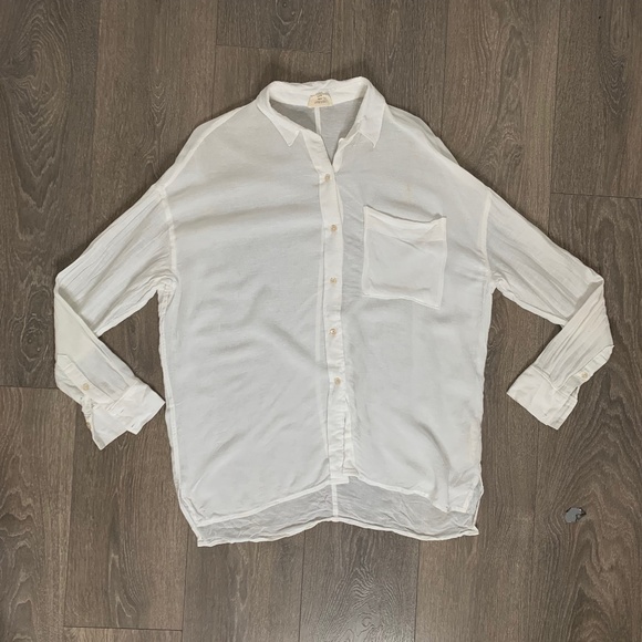 Aritzia Wilfred Free Button Down Shirt Dress Tunic Linen Blend White Size XXS - Picture 2 of 7